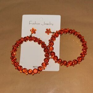 New! Orange Crystal Hoop Earrings